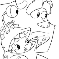 Desenho de Sullivan e Boo assustados para colorir