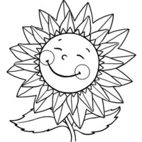 Desenho de Girassol sorrindo para colorir