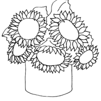 Desenho de Vaso com girassois para colorir