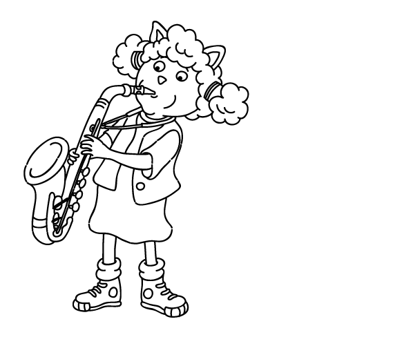Menina tocando saxofone