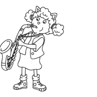 Desenho de Menina tocando saxofone para colorir
