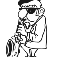 Desenho de Homem cego tocando saxofone para colorir
