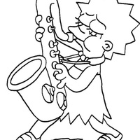 Desenho de Lisa tocando saxofone para colorir