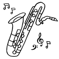 Desenho de Saxofone instrumento para colorir