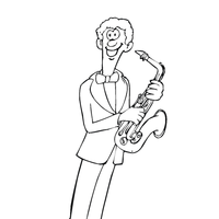 Desenho de Saxofonista para colorir