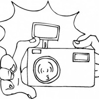 Desenho de Câmera de fotos com flash para colorir