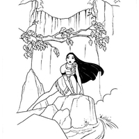 Desenho de Pocahontas correndo pela floresta para colorir