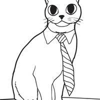 Desenho de Gato com gravata para colorir