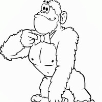Desenho de Gorila com gravata para colorir