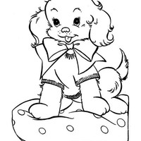 Desenho de Linda cachorra com gravata para colorir