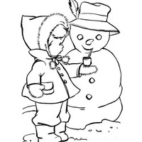 Desenho de Boneco de Neve fumando cachimbo para colorir