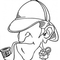 Desenho de Sherlock Holmes com cachimbo para colorir