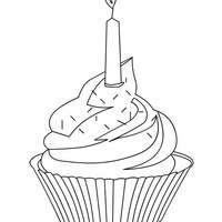 Desenho de Cupcake de aniversário para colorir