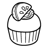 Desenho de Cupcake de laranja para colorir