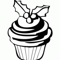 Desenho de Cupcake de Natal para colorir