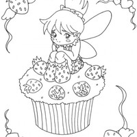 Desenho de Cupcake e fadinha para colorir