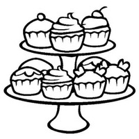 Desenho de Mesa de cupcakes para colorir