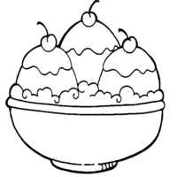 Desenho de Sundae de três bolas para colorir