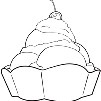 Desenho de Sundae na casquinha para colorir