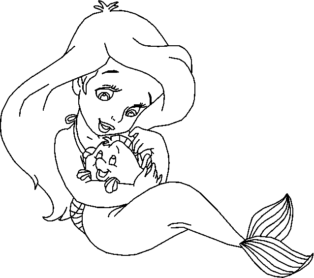 Desenho de Princesa Ariel baby para colorir - Tudodesenhos