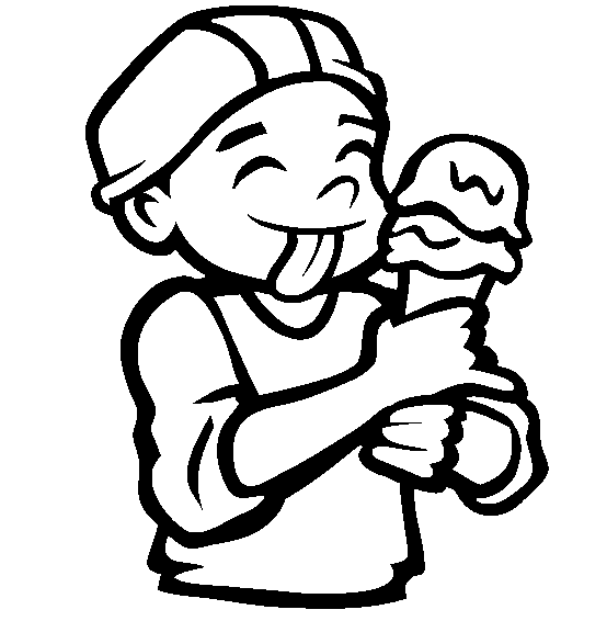 Menino tomando sorvete