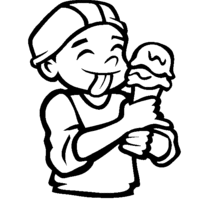 Desenho de Menino tomando sorvete para colorir