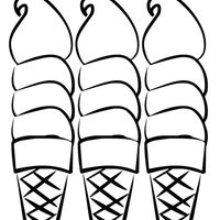 Desenho de Três sorvetes na casquinha para colorir