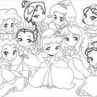 Desenho de Princesas da Disney baby para colorir