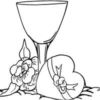 Desenho de Taça de vinho e caixa de bombons para colorir