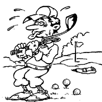 Desenho de Jogador de golfe cansado para colorir