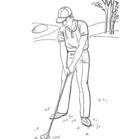 Desenho de Jogador de golfe preparando tacada para colorir