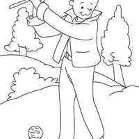 Desenho de Homem no campo de golfe para colorir