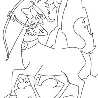 Desenho de Centauro praticando arco e flecha para colorir