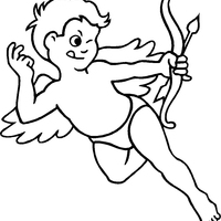 Desenho de Cupido atirando flecha para colorir