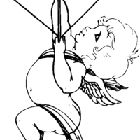 Desenho de Cupido mirando pontaria para colorir