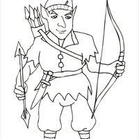 Desenho de Elfo jogando arco e flecha para colorir