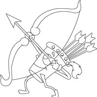 Desenho de Flecha sendo atirada no arco para colorir