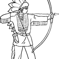 Desenho de Índio arqueiro para colorir