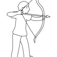 Desenho de Menino praticando arco e flecha para colorir