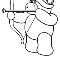 Desenho de Ursinho arqueiro para colorir