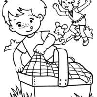 Desenho de Menino no piquenique para colorir