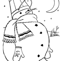 Desenho de Boneco de neve com cachecol para colorir