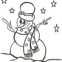 Desenho de Boneco de neve com chapéu para colorir