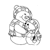 Desenho de Boneco de neve e amiguinho para colorir