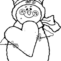 Desenho de Boneco de neve e coração para colorir