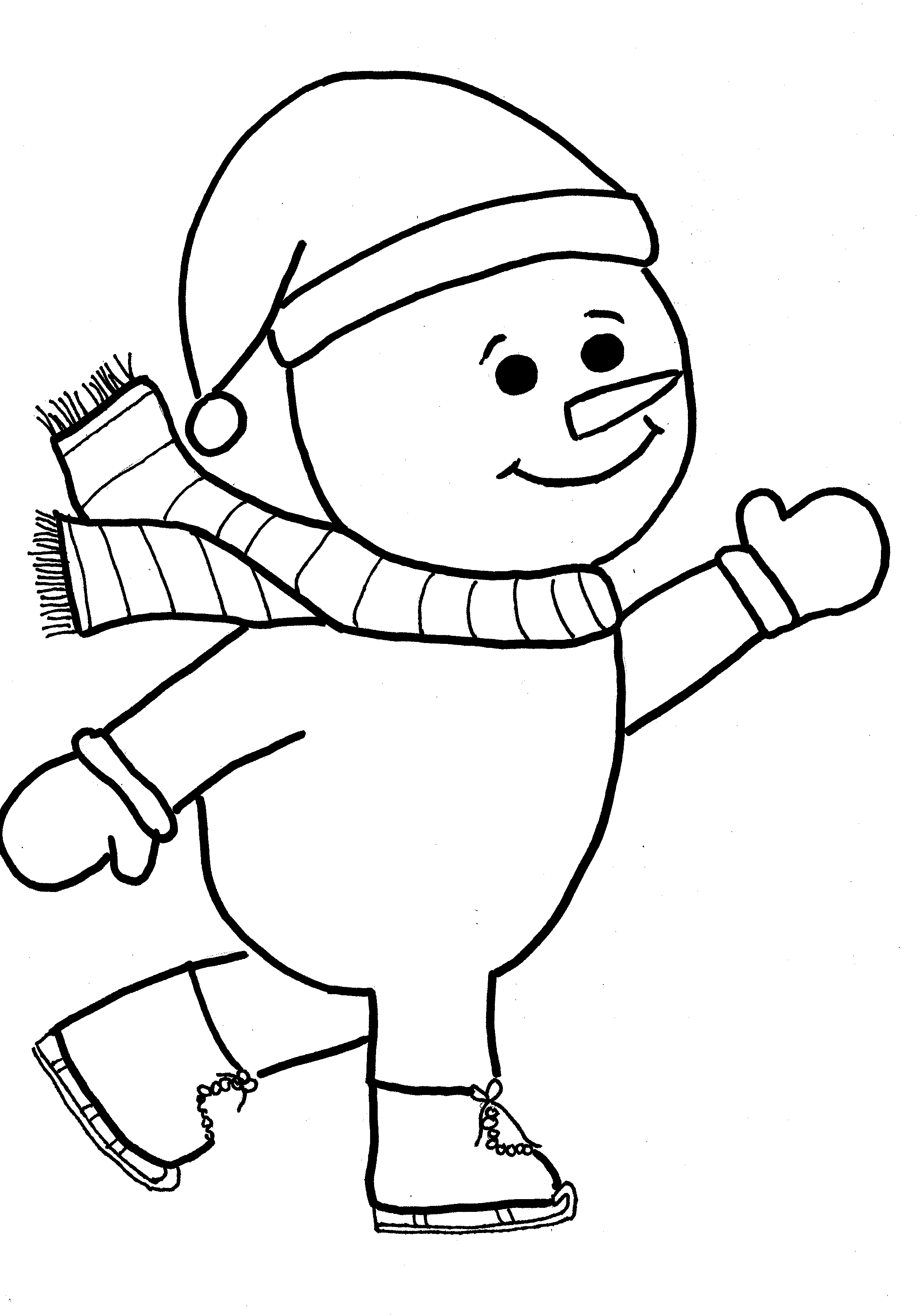 Desenho de Boneco de neve patinando no Natal para colorir - Tudodesenhos
