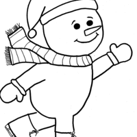 Desenho de Boneco de neve patinando no Natal para colorir
