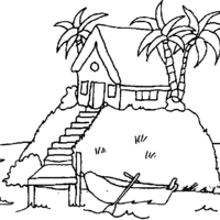 Desenho de Casinha na ilha para colorir