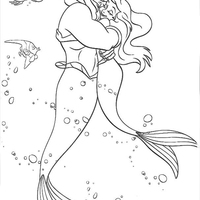 Desenho de Princesa sereia e seu pai para colorir