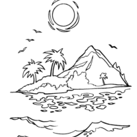 Desenho de Ilha deserta para colorir